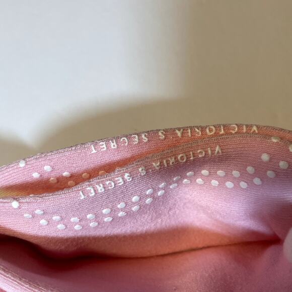 Victorias Secret Slipper Socks Pink White Womens One Size Lined Classic Grippers - Picture 3 of 7